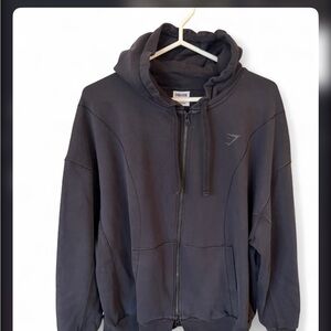 Gymshark Black Zip-Up Hoodie with Subtle Logo